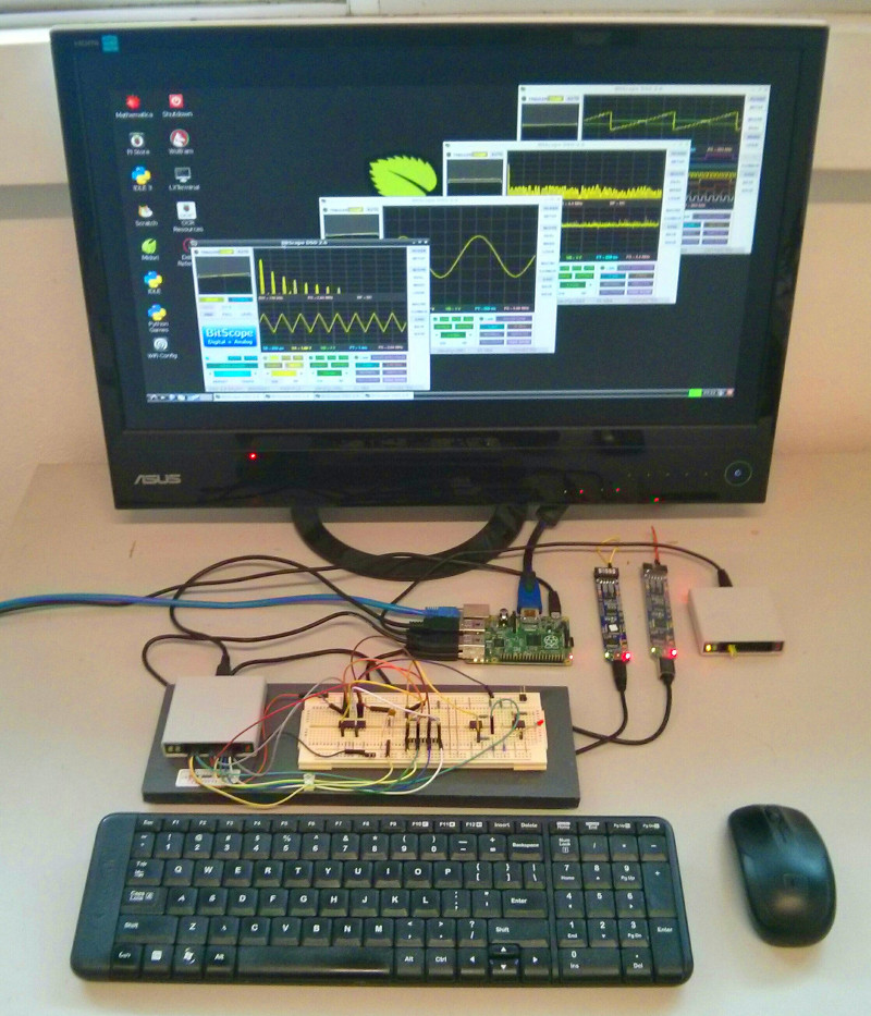 Raspberry Pi B + BitScope = 8 analog + 32 logic !