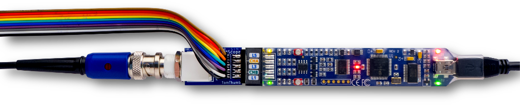 BitScope Micro and the BNC Probe Adapter with Probe Attached